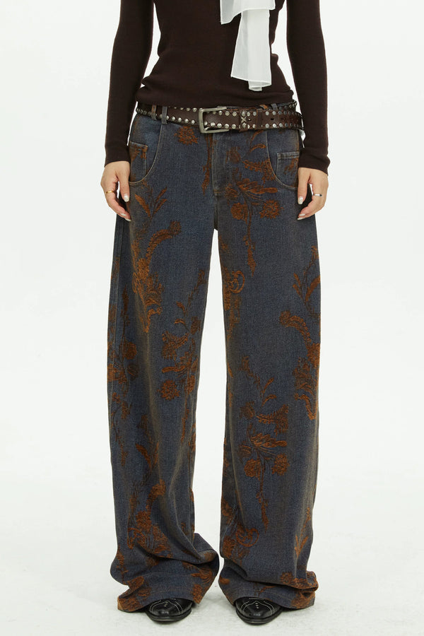 Floral Jacquard Jeans