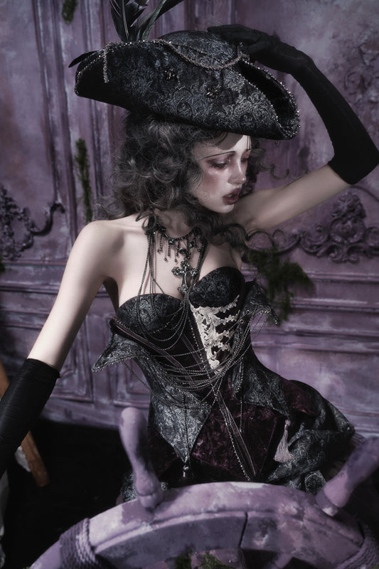 Gothic Pirate Captain Tricorn Hat