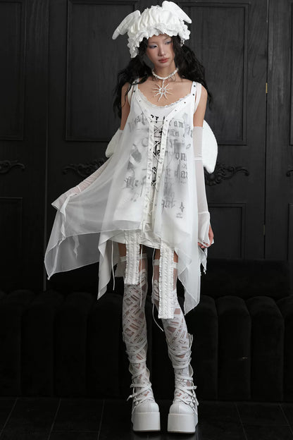 Butterfly Binding Gothic Lace-Up Over-The-Knee Socks