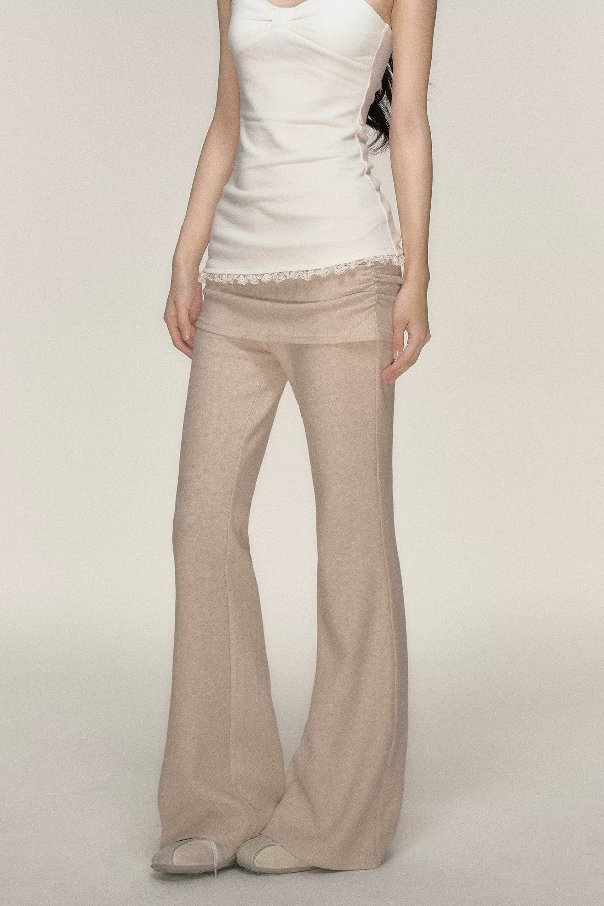 Pleated Cuffed Flared Pants