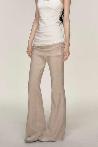 Pleated Cuffed Flared Pants
