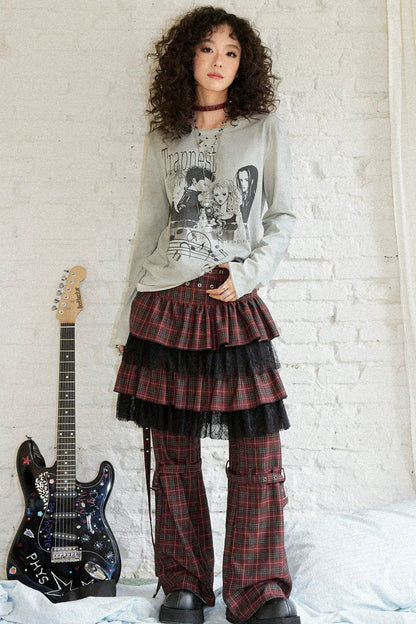Distressed Portrait Rock Band T-Shirt and Skirt Set-Up