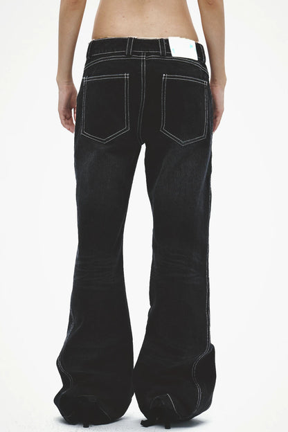 Laser Whiskered Button-Down Jeans