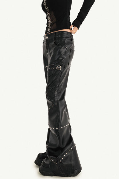 Studded Micro Flared Knife Leg Pants