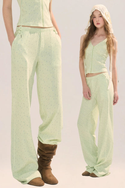 Pantaloni a gamba dritta verde chiaro dalla vestibilità morbida