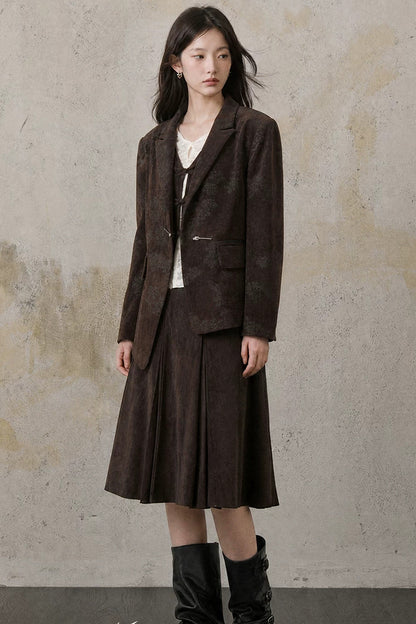 Asymmetrical Chestnut Suit Blazer