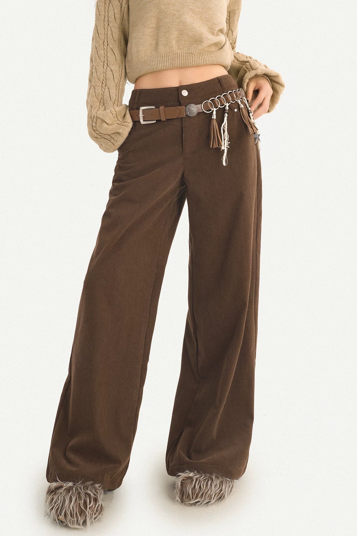 Belted Wide-Leg Pants