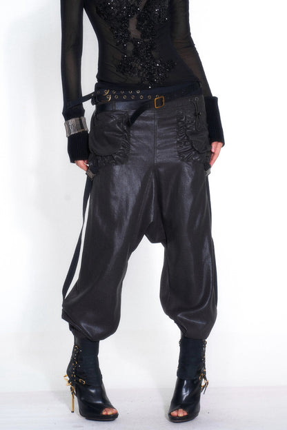 Tencel Double Belt Workwear Pocket Cuffed Pants