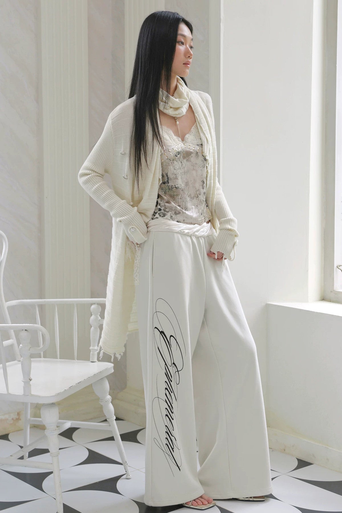 Satin Waistband Low-Waist Sweatpants