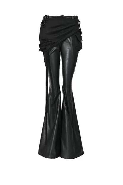 Bootcut-Hose aus PU-Leder mit abnehmbarem Patchwork
