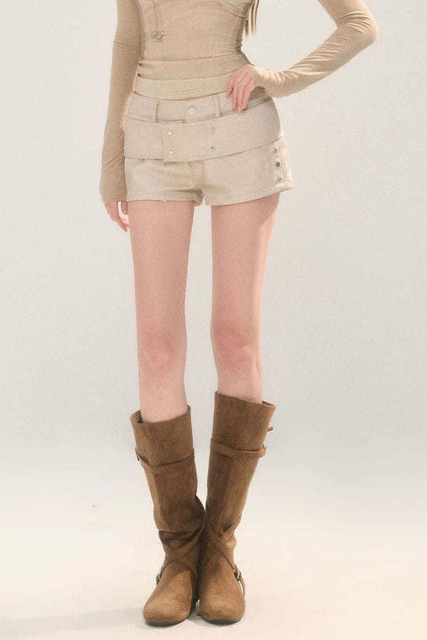 Faux Leather Belted Shorts