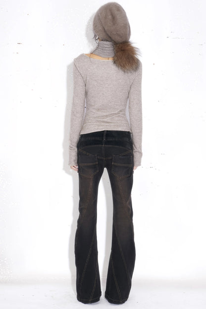 Knit Rhinestone Lace Layered-Look Top