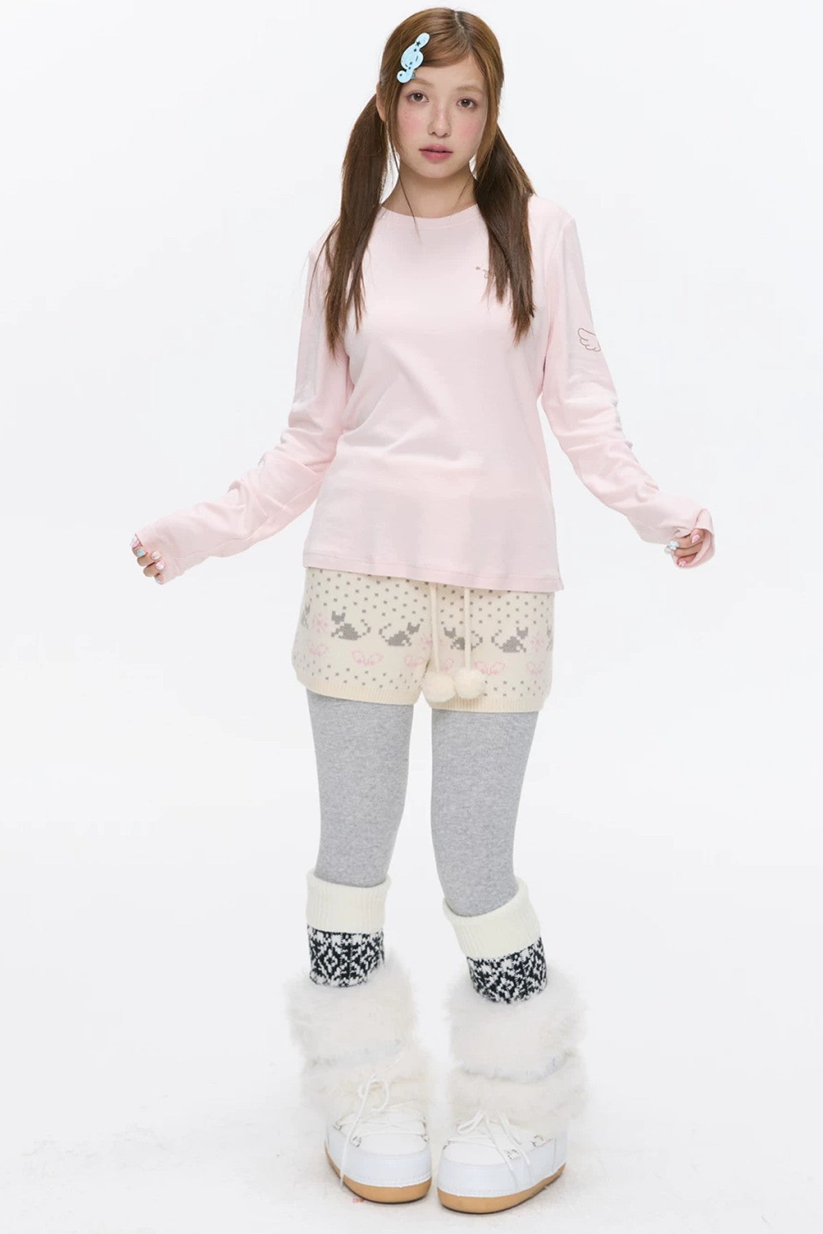 High-Waisted Snowflake Polka Dot Shorts