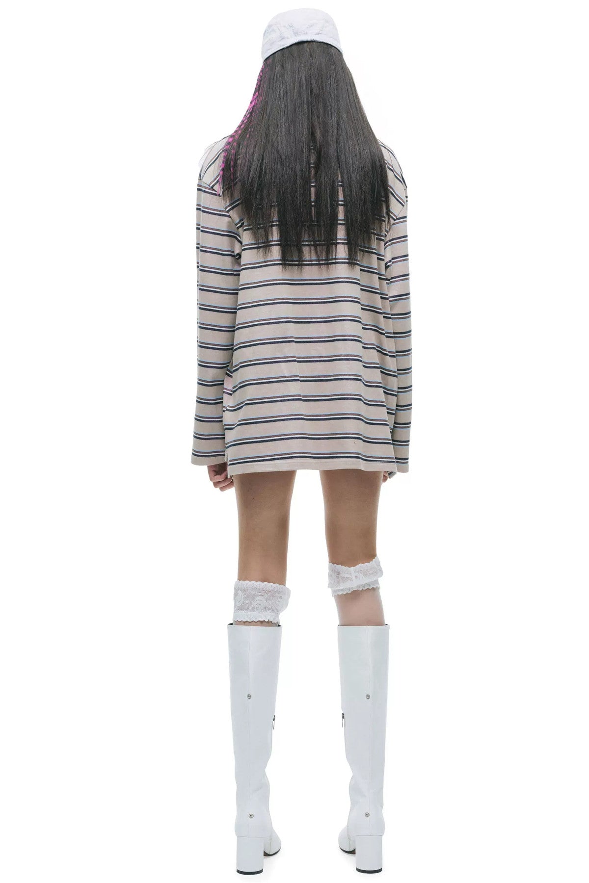 Color-Blocked Striped Rhinestone T-Shirt