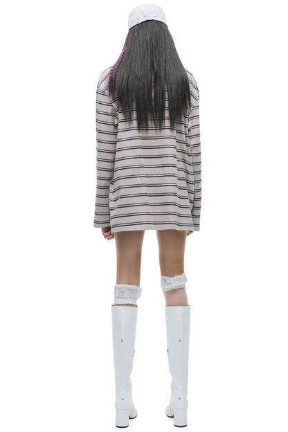 Color-Blocked Striped Rhinestone T-Shirt