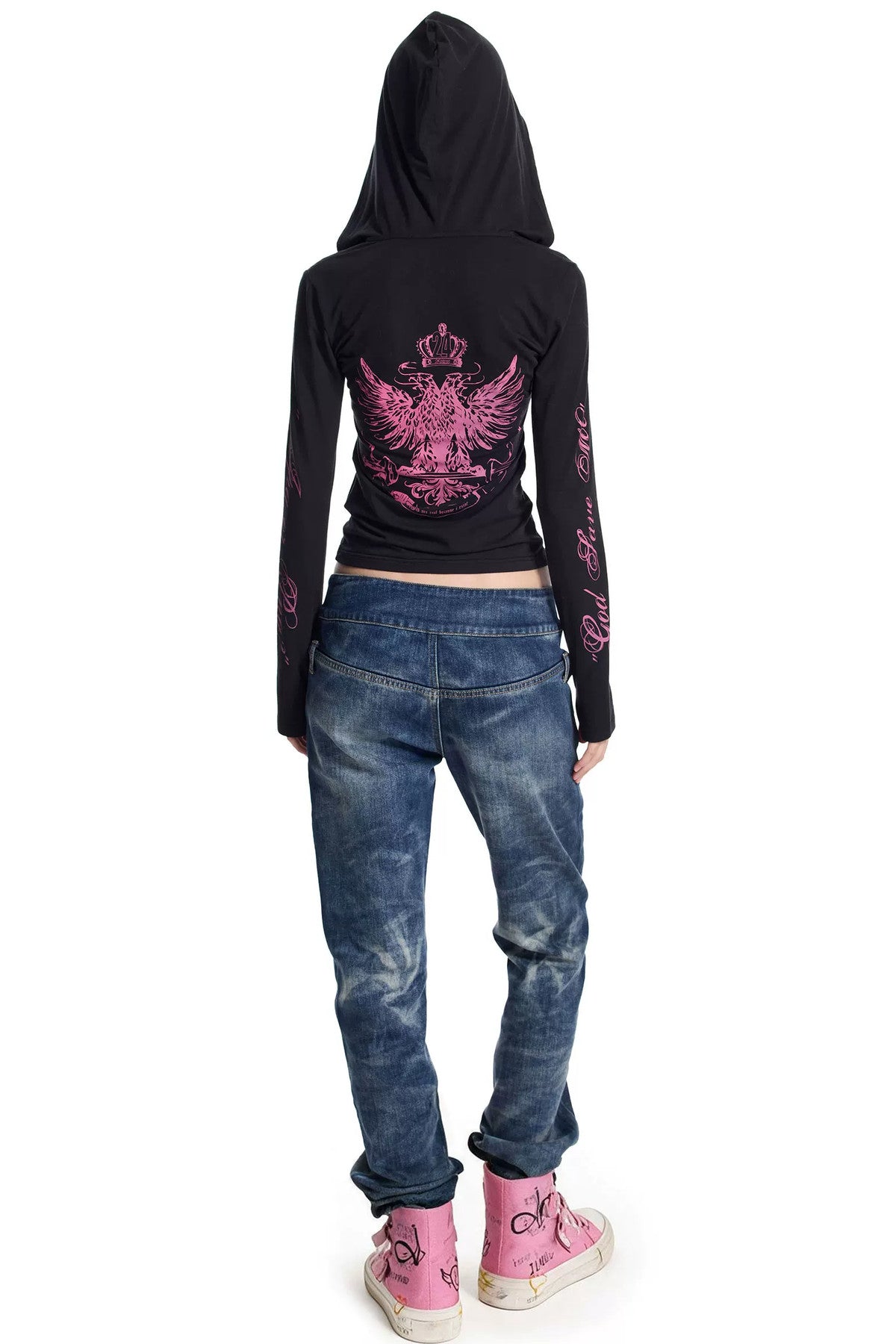 Snowflake Stone-Washed High-Waist Jeans