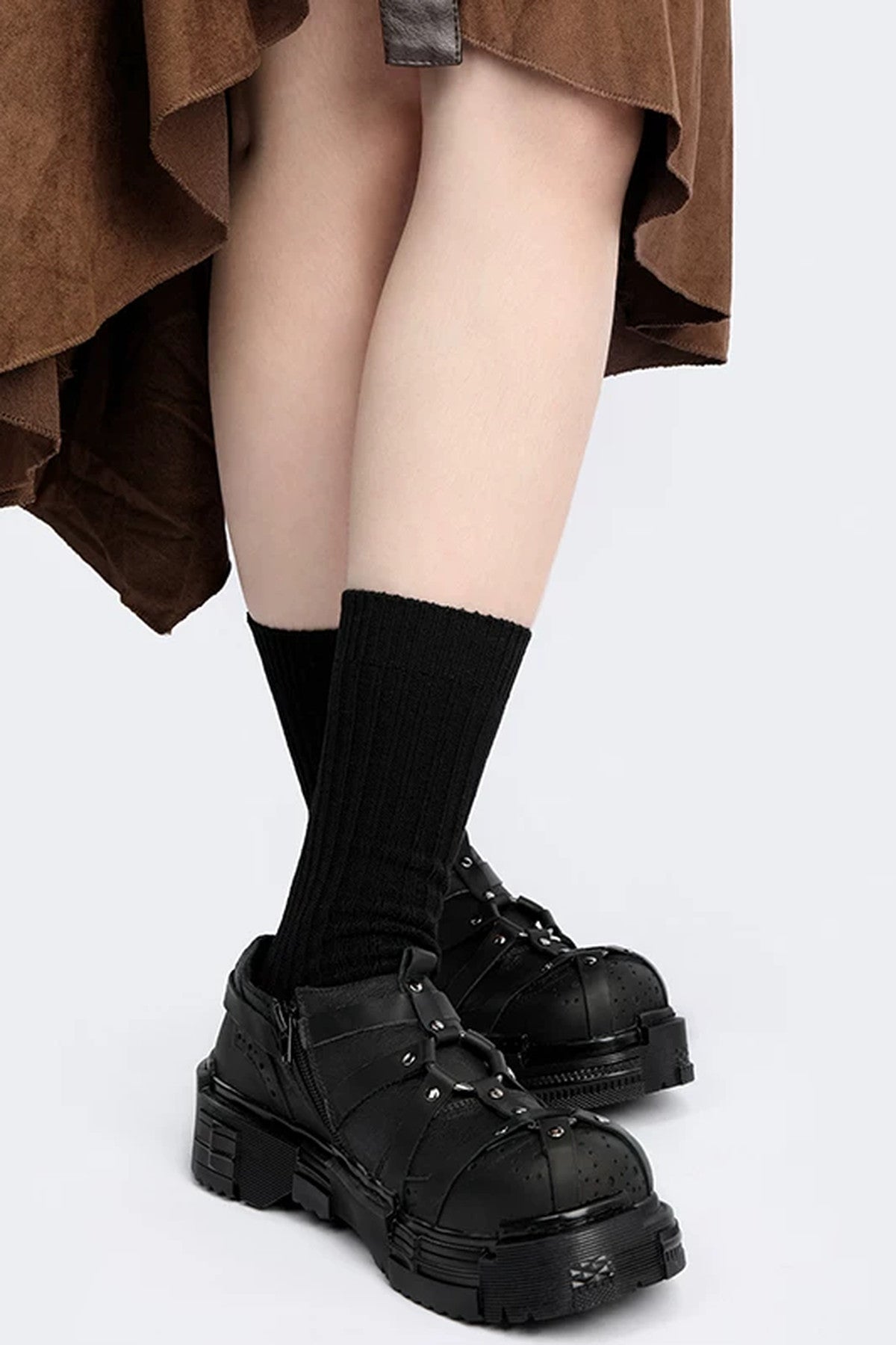 Gothic Metal Buckle Platform Shoes