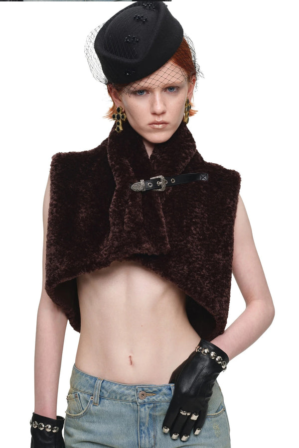 Belted Leopard Faux Fur Vest