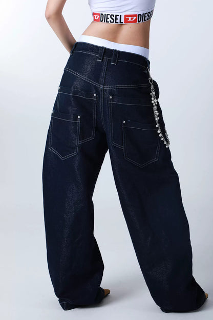 Tailored Buttoned Contrast Stitch Jeans