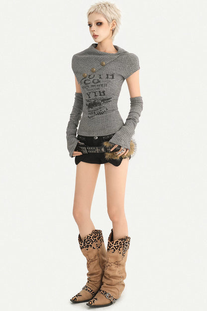 Punk Studded Leather Belt With Metal Buckle