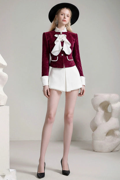 Ruffle Collar Folded Sleeve Jacket