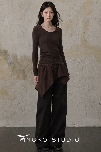 Chestnut Brown Straight Pants