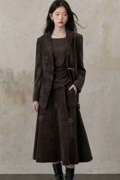 Asymmetrical Chestnut Suit Blazer