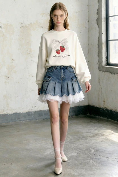 Wide-Sleeve Top and Pleated Skirt Set-Up