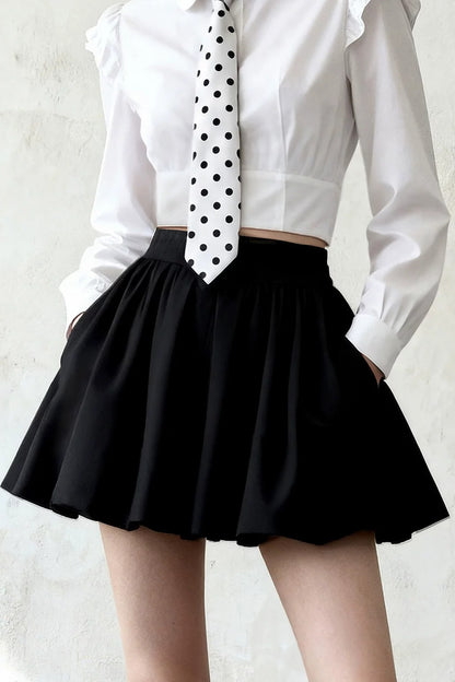 White Shirt and Black A-Line Skirt Set-Up