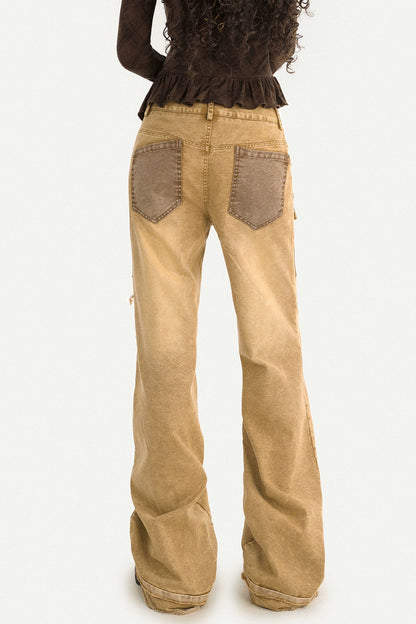 Low-Waisted Ripped Wide-Leg Jeans