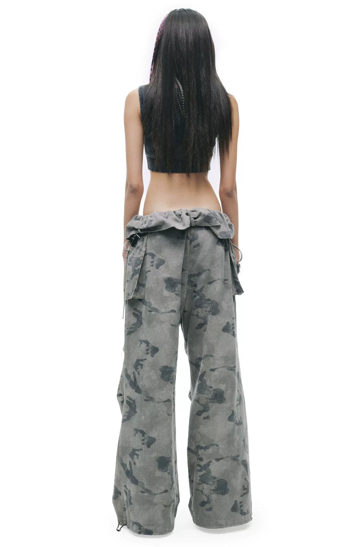 Double-Layer Waist Camouflage Large Patch Jeans