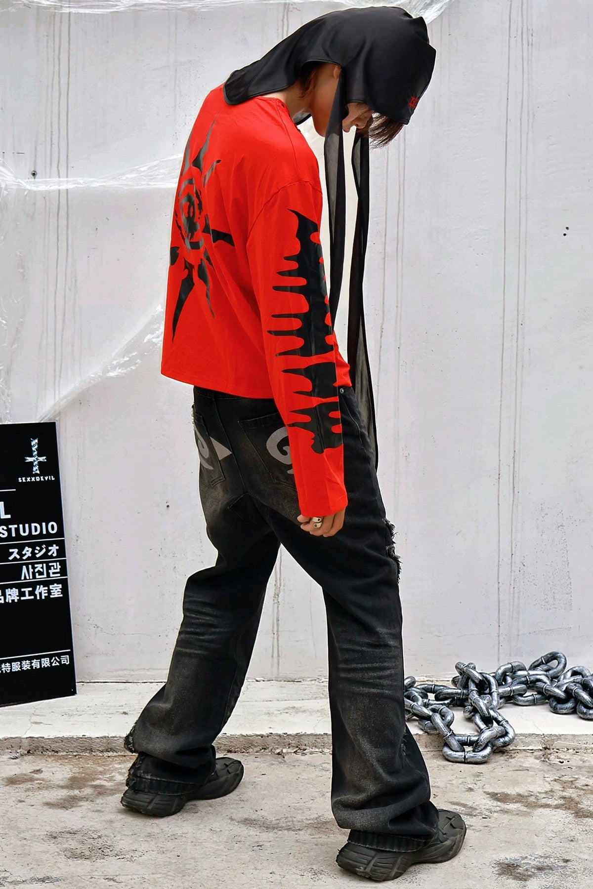 Eye Print Studded Long Sleeve Tee