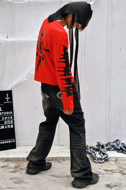 Eye Print Studded Long Sleeve Tee