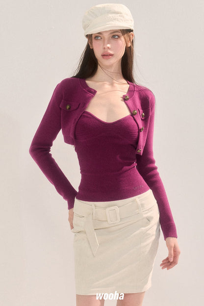 Gestricktes zweiteiliges Set aus Tube-Top und Jacke