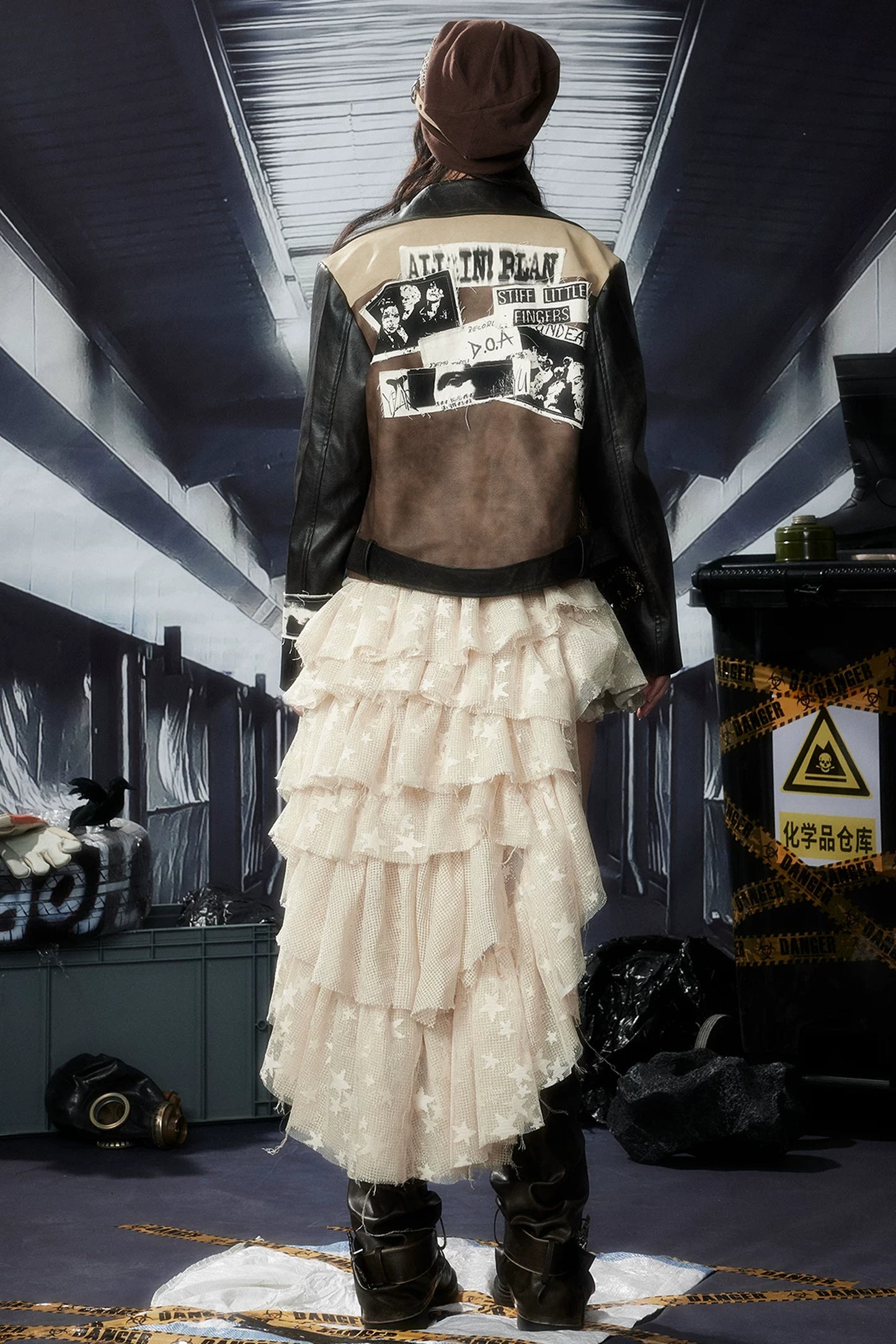 Veste en cuir patchwork