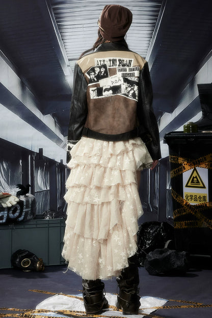 Veste en cuir patchwork