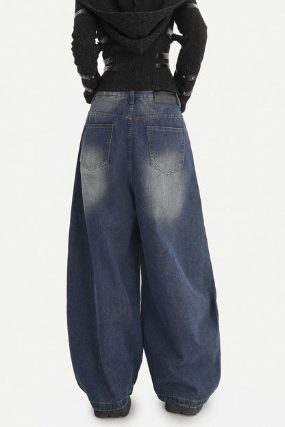 Graffiti Print Wide-Leg Jeans