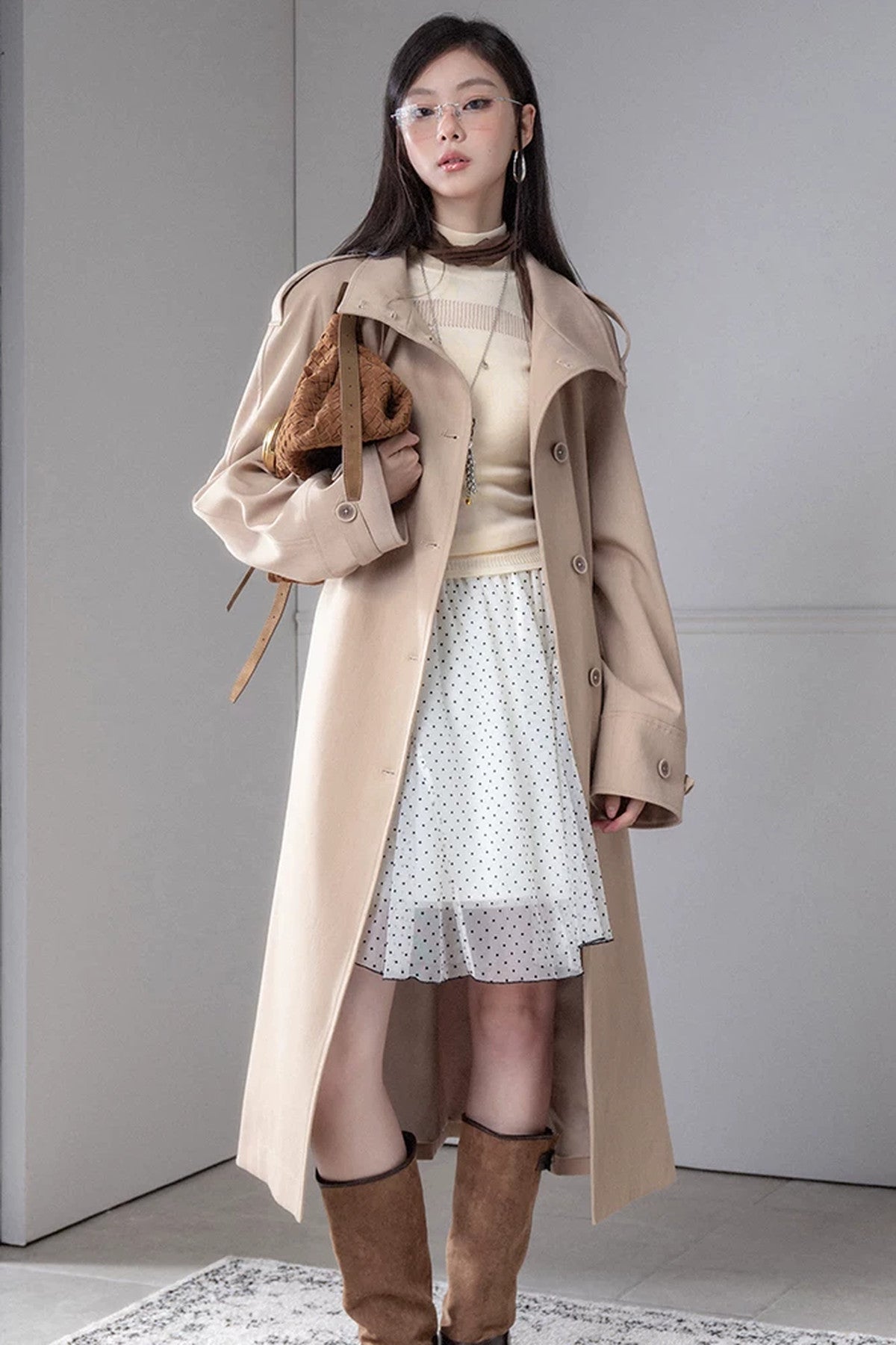 Detachable Shawl Wool Trench Coat