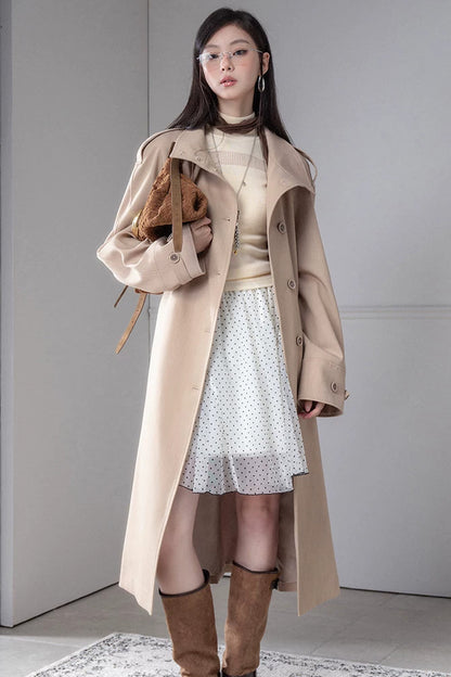 Detachable Shawl Wool Trench Coat