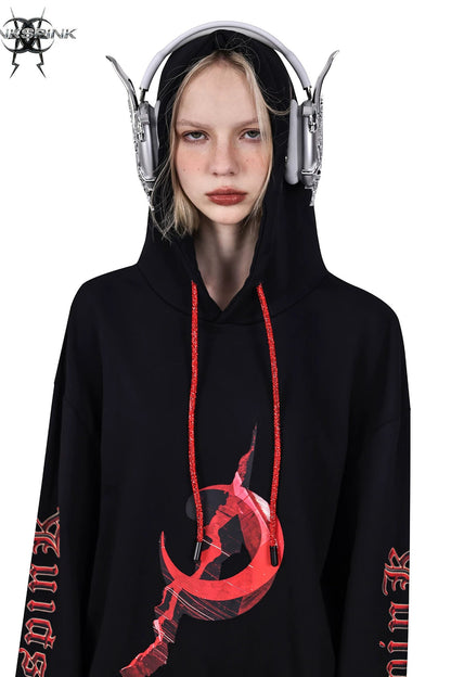 Electric Moon Diamond Drawstring Hoodie