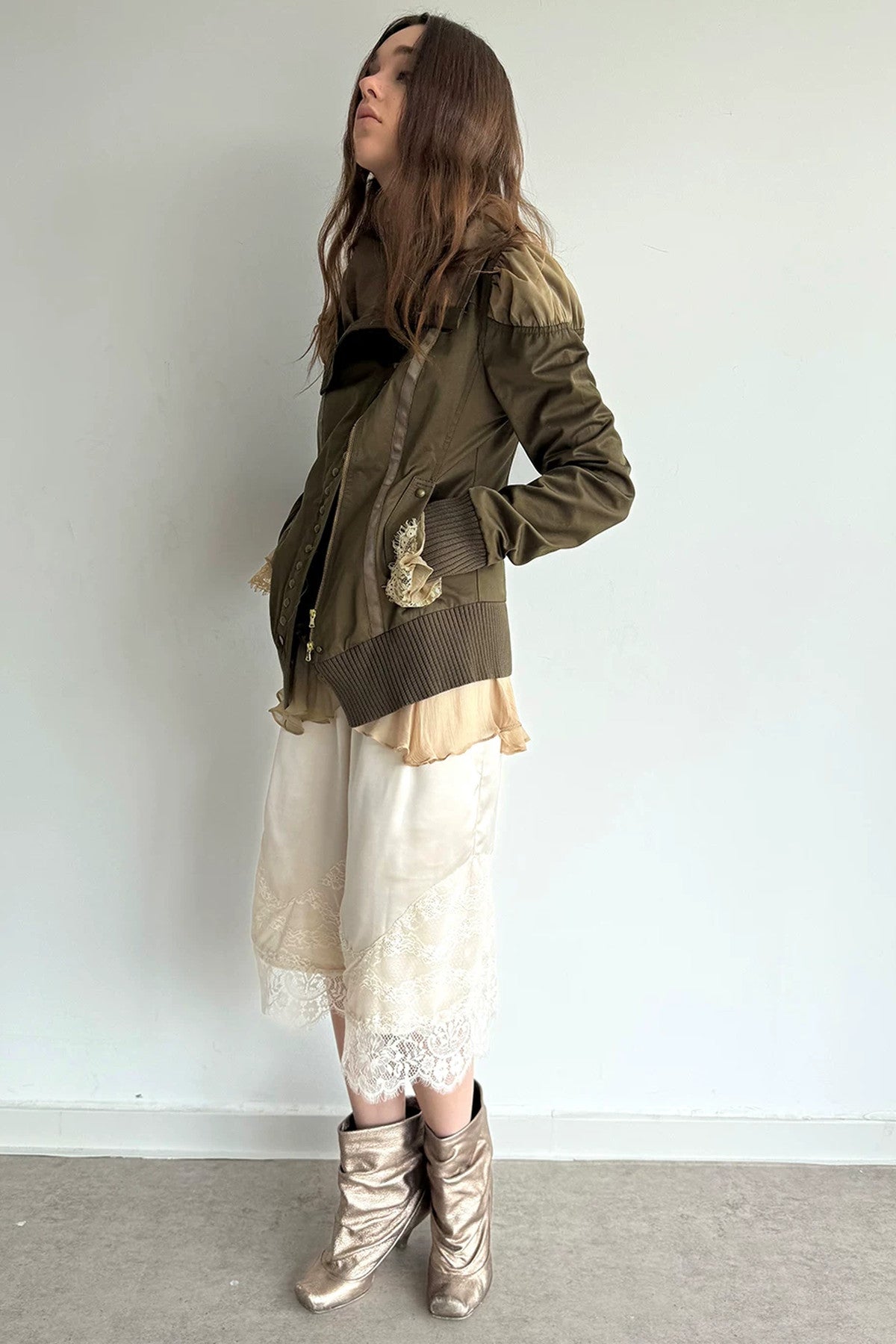 Asymmetrical High-Neck Court-Style Jacket