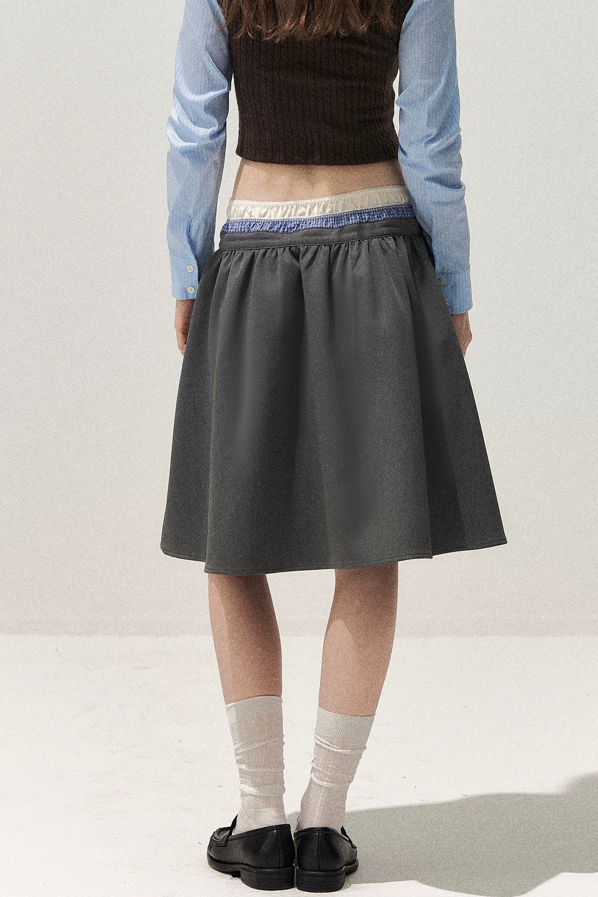 Spliced Waist A-Line Skirt
