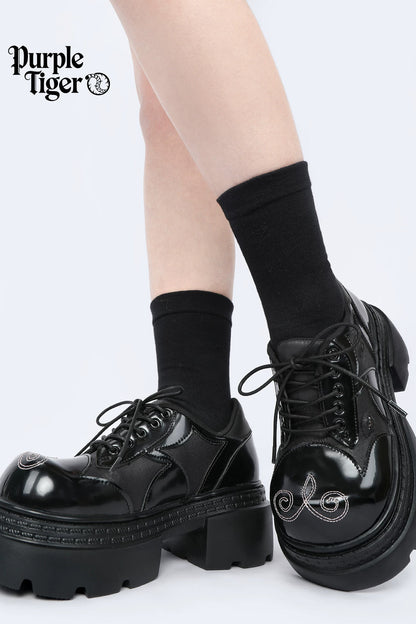 Gothic Thick-Soled Chunky Derby Shoes