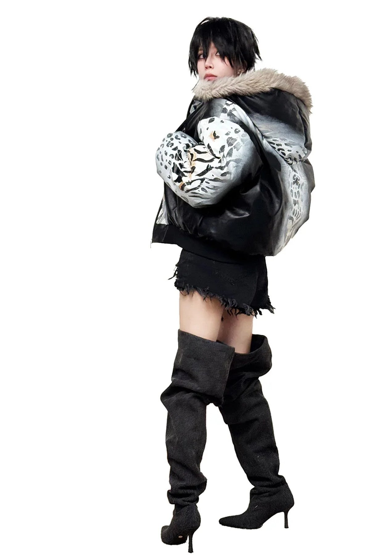 Gradient Cheetah Print Short Jacket