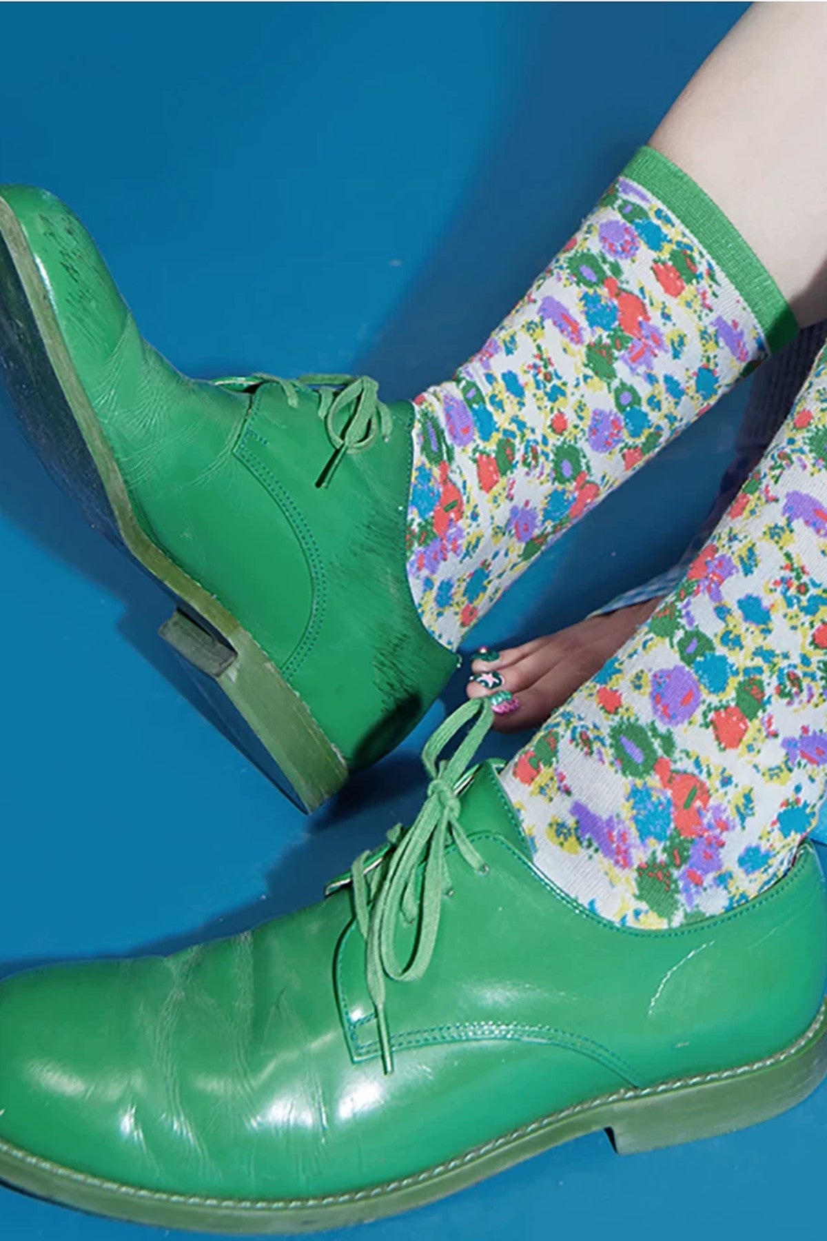 Pixel Floral Cotton Socks