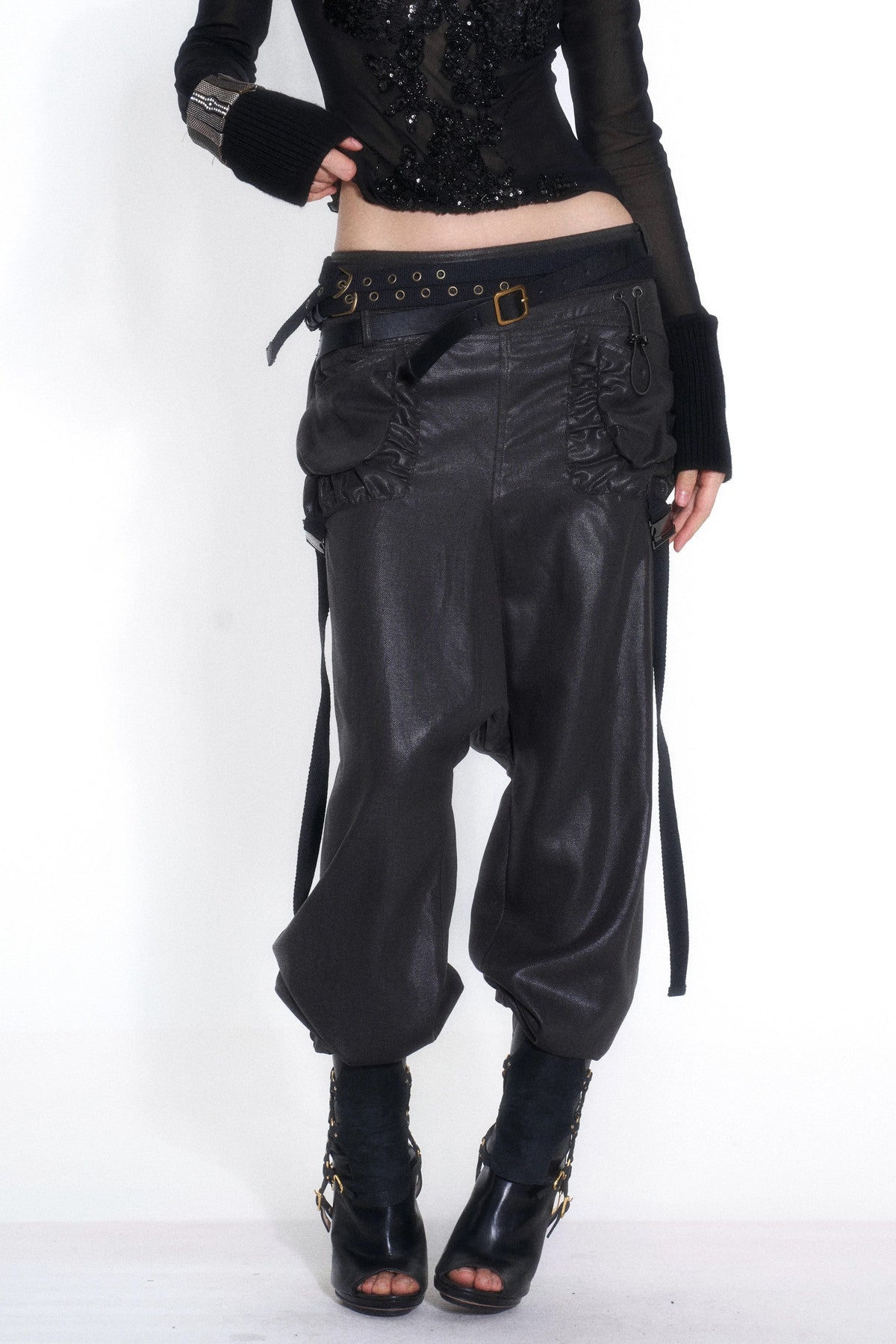 Tencel Double Belt Workwear Pocket Cuffed Pants