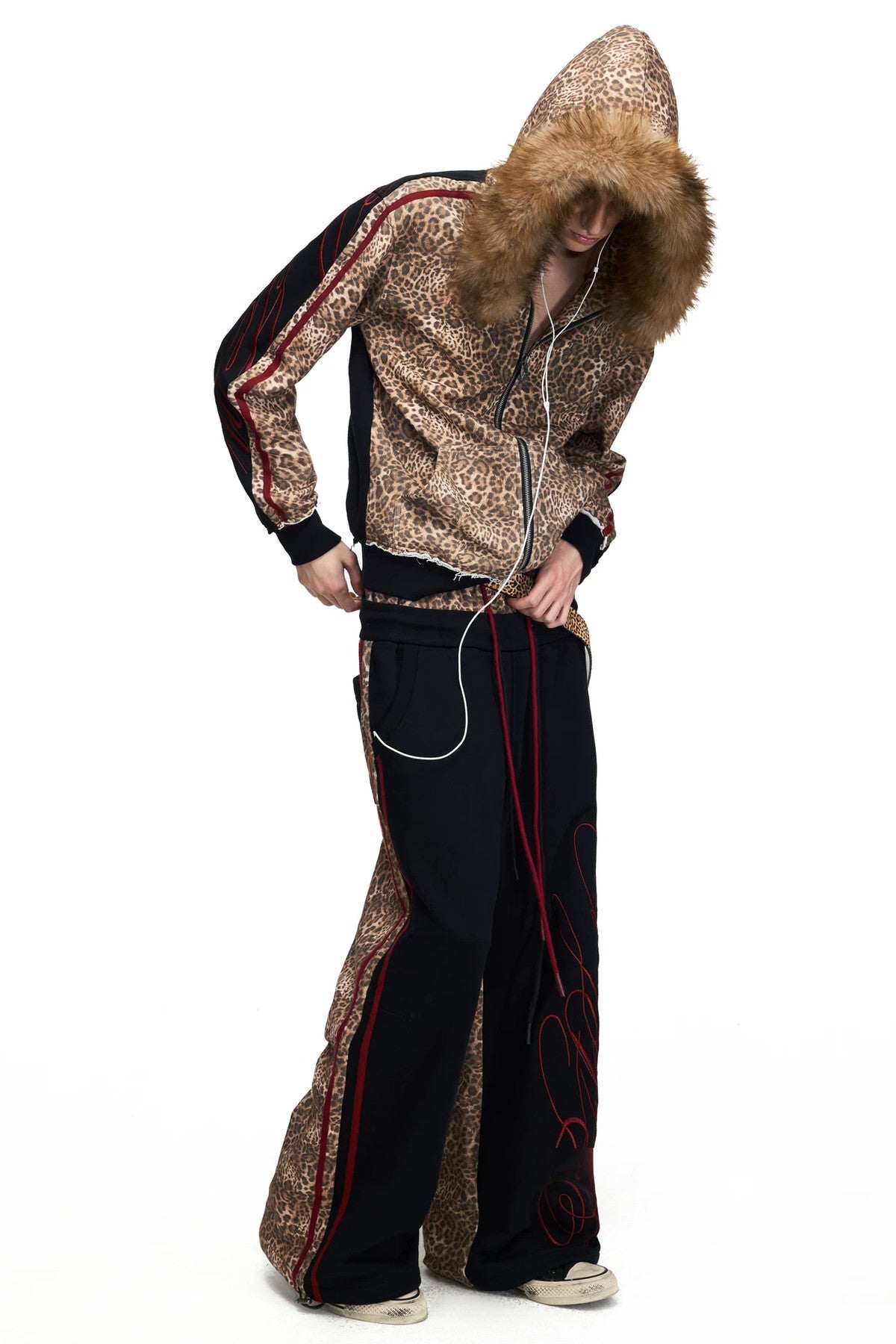 Leopard Print Double Waistband Sweatpants