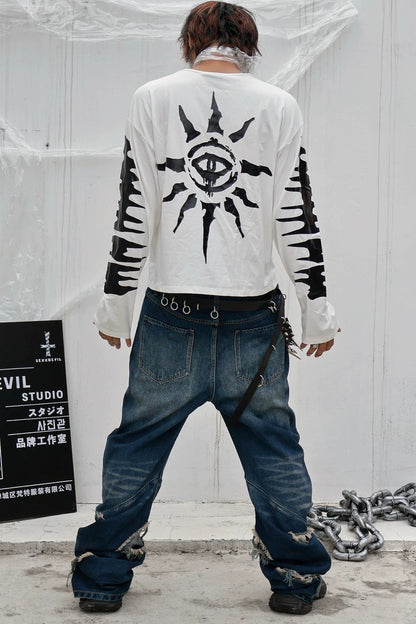 Eye Print Studded Long Sleeve Tee