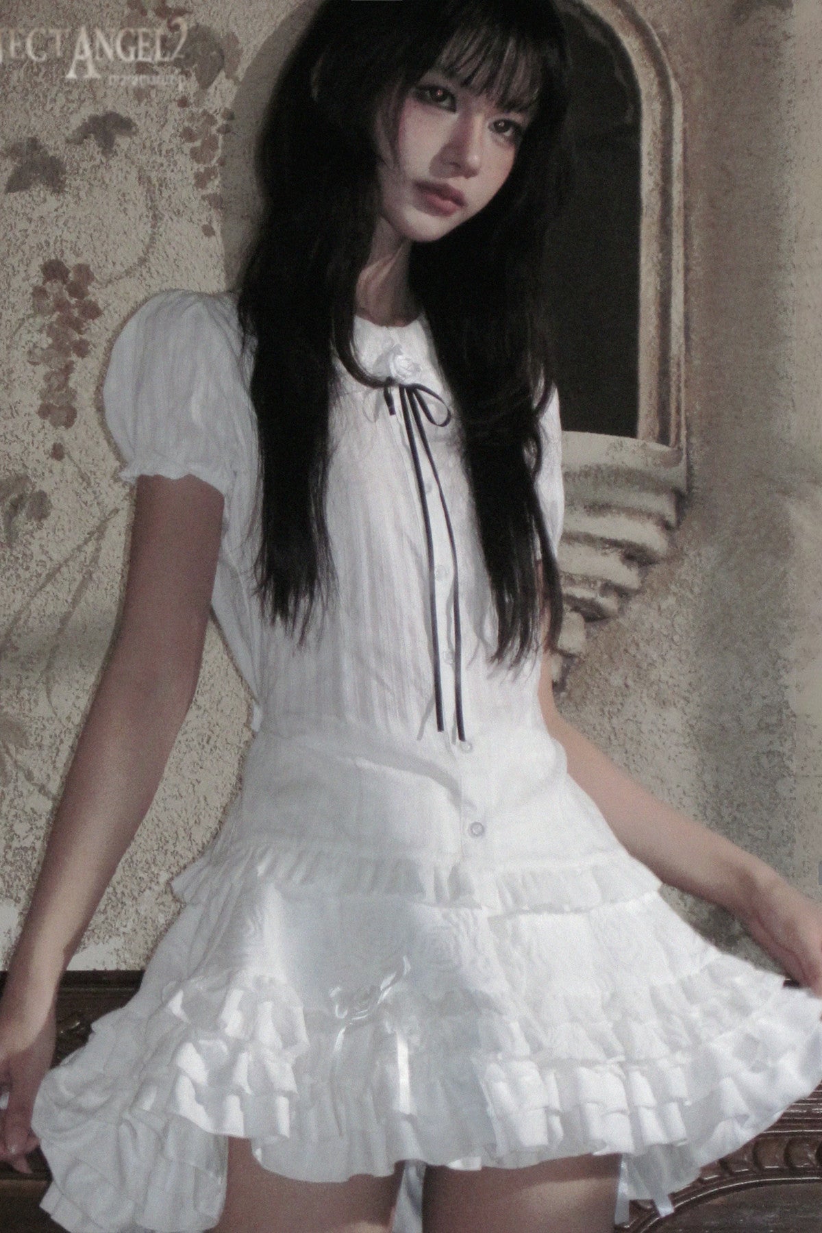 White Rose Jacquard Tiered Skirt