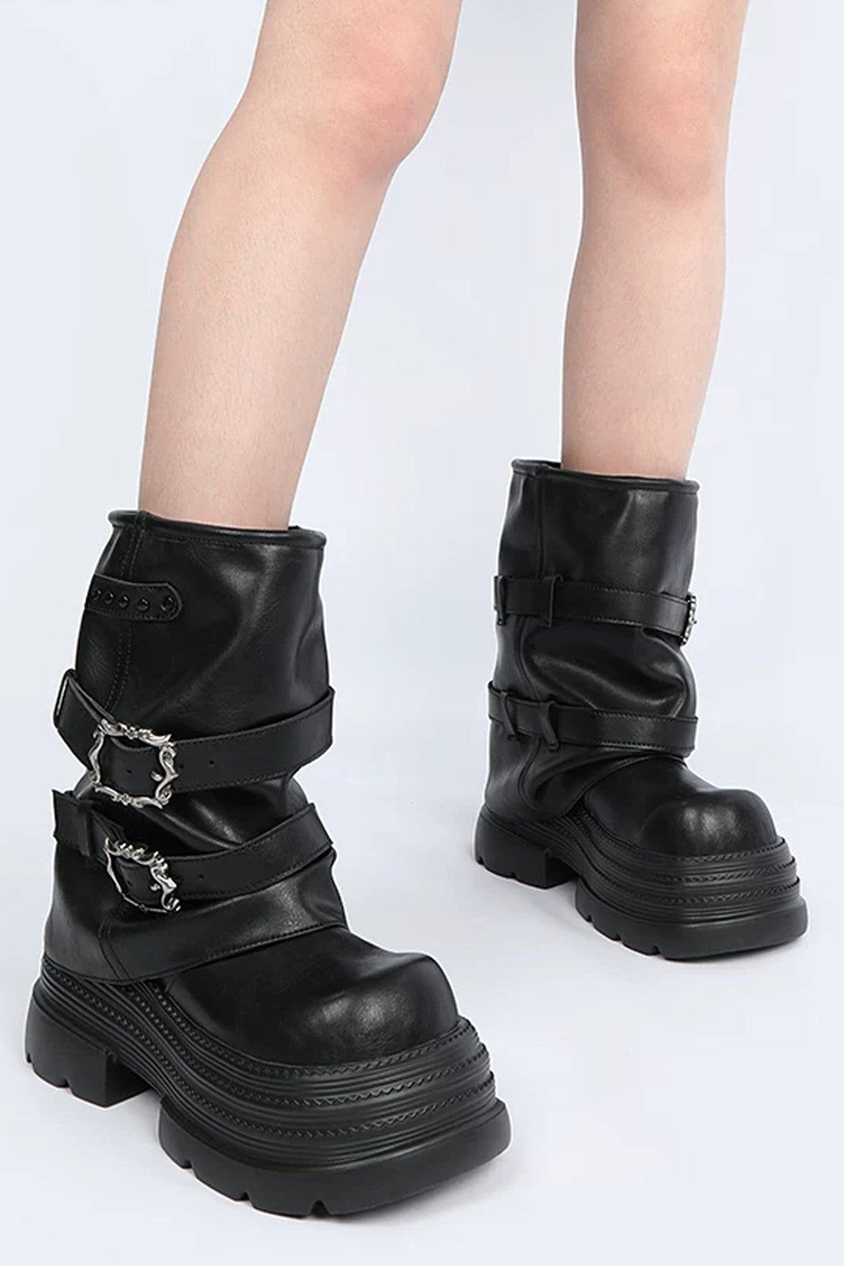 Y2K Stacked Mid-Calf Boots
